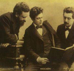 Il M. Franchetti con Mascagni e Puccini.
